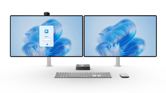 Windows 365 Link with two monitors.webp