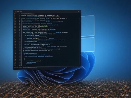 A computer screen displaying code on a casual, abstract digital background.