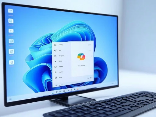 A desktop computer with a keyboard displaying the Windows 11 desktop and a file explorer window open on the screen.