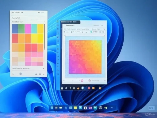 Two color charts and a color analysis graph are displayed on a blue Windows desktop background.