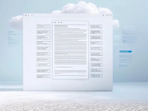 A digital document or webpage mockup with text and interface elements under a cloudy sky background.