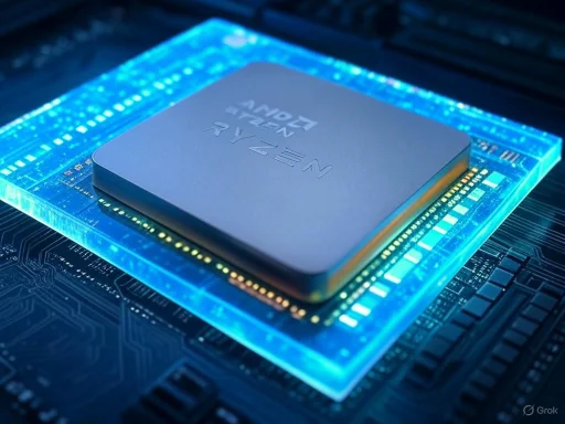 A close-up of a high-tech processor chip labeled 'NEVADA,' glowing with blue lights on a circuit board.