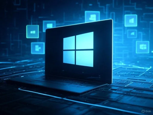 A digital illustration of a laptop with Windows logo, surrounded by floating icons, representing technology and computing. A digital illustration of a laptop with Windows logo, surrounded by floating icons, representing technology and computing.
