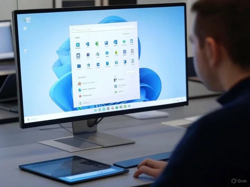 A person using a desktop computer with a large monitor, displaying a Windows operating system interface.