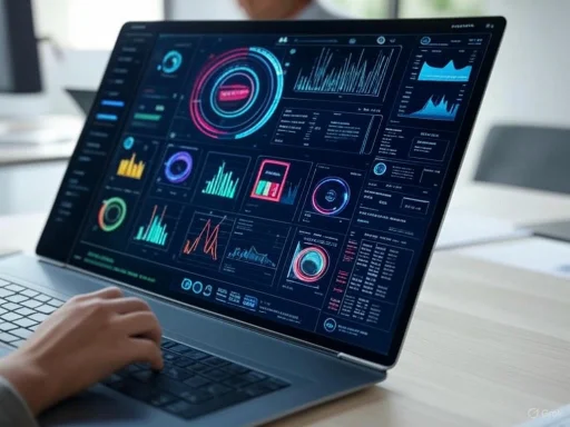 A person analyzing data on a laptop with complex graphs and dashboards displayed on the screen. A person analyzing data on a laptop with complex graphs and dashboards displayed on the screen.
