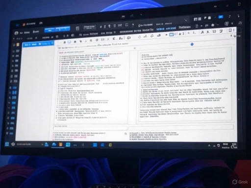 A computer screen displaying a document editing or word processing software with text in two columns.