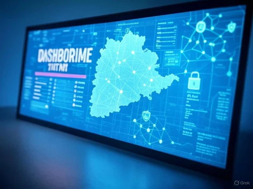 A digital dashboard displays a map of Germany with network connections and security icons, labeled 'DASHBOARD'. A digital dashboard displays a map of Germany with network connections and security icons, labeled 'DASHBOARD'.