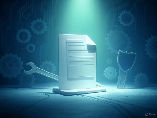A digital illustration of a server, wrench, and shield symbolizes cybersecurity or IT maintenance.