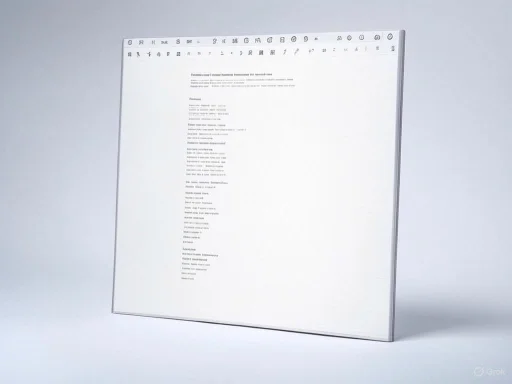 A digital screen displaying a document with text, icons, and a summary, set against a plain gray background.