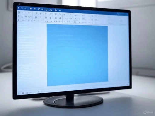 A computer monitor displaying a document or a spreadsheet with a blue background and toolbar icons at the top.