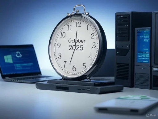 A clock displays October 25, 2025, surrounded by computers and technology devices on a desk.