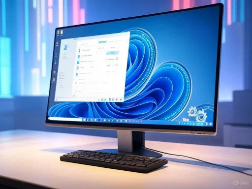 A computer monitor displaying a project management or messaging app on a modern desk setup.