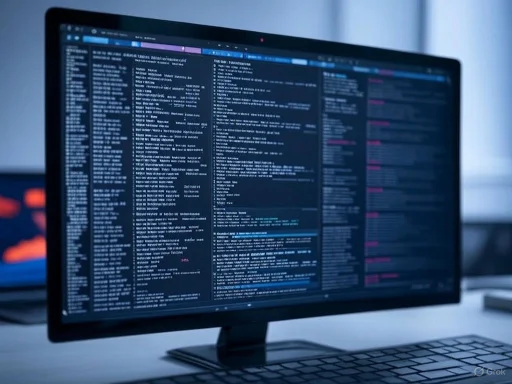 A computer monitor displaying lines of code and data analysis in a dark-themed programming environment.