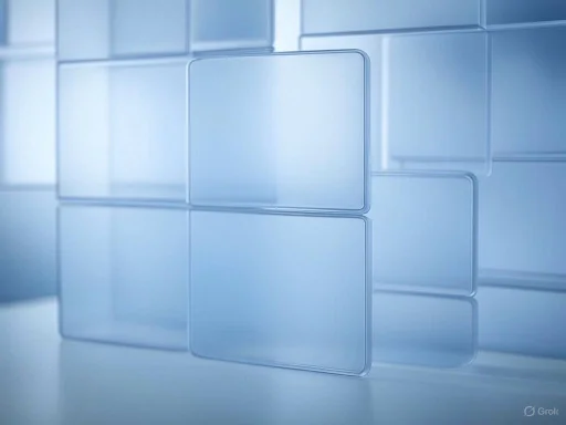 Abstract glass wall panels arranged in geometric pattern, creating a modern, minimalist aesthetic.