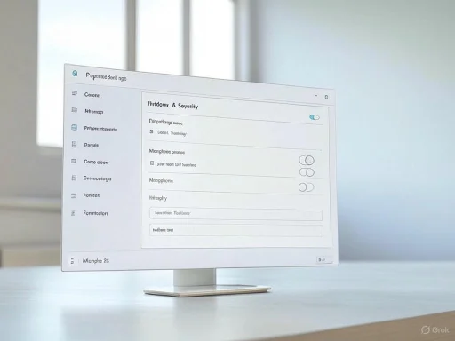 A computer monitor displays a medical or health-related application interface on a clean, minimal desk.