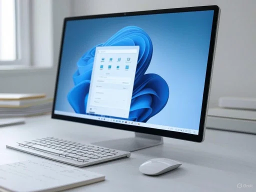 A modern workspace featuring an iMac computer, wireless keyboard, mouse, and a notebook on a white desk.