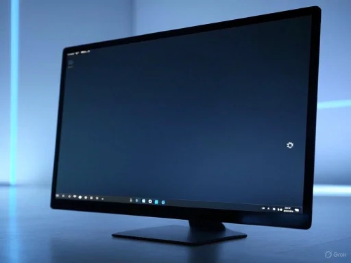 A modern, sleek computer monitor with a dark screen, set against a softly lit background. A modern, sleek computer monitor with a dark screen, set against a softly lit background.