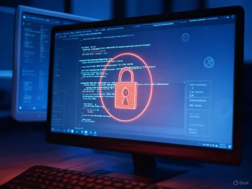 Computer screen displaying a lock icon symbolizing cybersecurity or data protection.