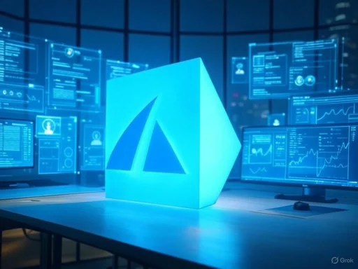 A futuristic digital workspace with holographic screens displaying data and charts surrounding a glowing pyramid-shaped object. A futuristic digital workspace with holographic screens displaying data and charts surrounding a glowing pyramid-shaped object.
