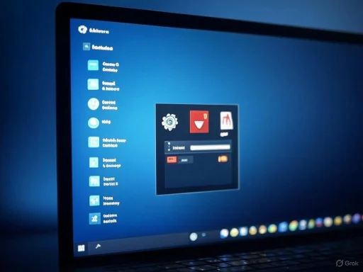 A laptop screen showing a login interface with a sidebar menu in a dark theme.