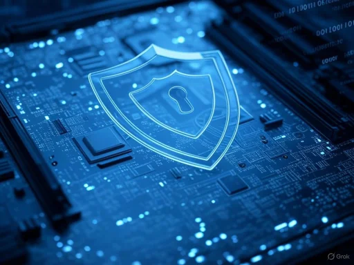 A digital shield with a keyhole symbol is projected over a computer circuit board, representing cybersecurity. A digital shield with a keyhole symbol is projected over a computer circuit board, representing cybersecurity.