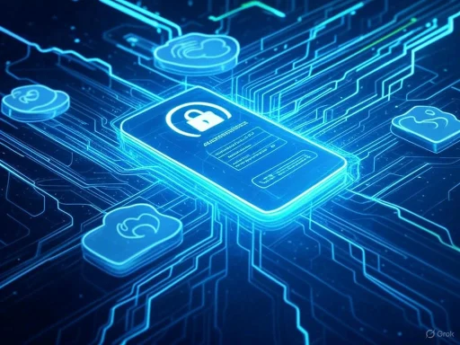 A digital illustration of a smartphone with a padlock icon, surrounded by cloud icons, representing cybersecurity and cloud data protection.
