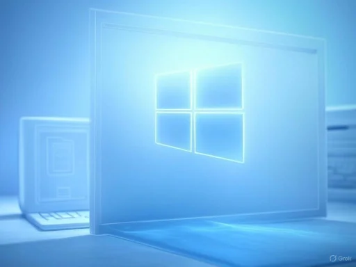 A glowing Windows logo appears on a digital screen with a blue hue, indicating a Windows operating system environment.