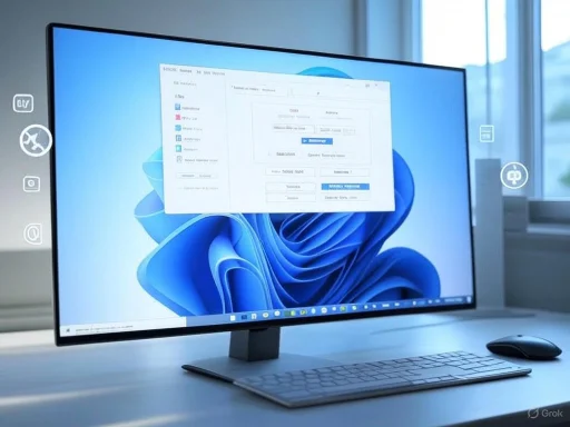 A computer monitor displays a screen with a form and icons on a bright desk near a window.