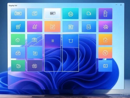 A computer screen displaying a diagnostic or maintenance tool interface with various colored icons and options. A computer screen displaying a diagnostic or maintenance tool interface with various colored icons and options.
