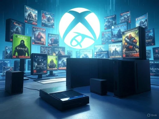 A gaming setup featuring multiple monitors displaying 'Halo' game covers, with a large Xbox logo in the background.