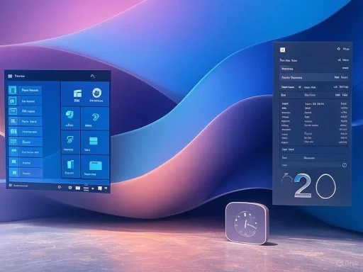 A digital clock with an analog face displays the time in front of a colorful computer screen showing Windows interface.