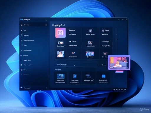 The image shows a computer screen displaying a media management or editing software with various tools and options, set against a blue-themed background.