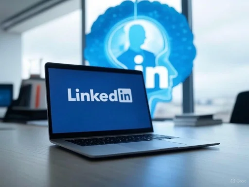 A laptop displays the LinkedIn logo, with a LinkedIn-themed digital graphic in the background. A laptop displays the LinkedIn logo, with a LinkedIn-themed digital graphic in the background.