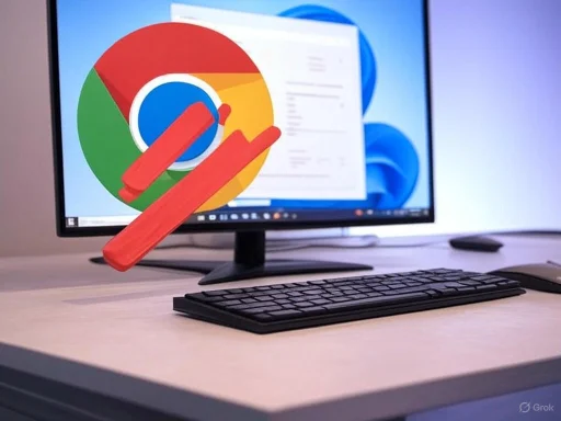 A computer monitor displaying a Chrome logo with two red sausages in front of it.