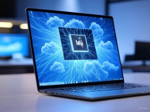 A laptop displaying Adobe Camera Raw's cloud-based interface with neural network connections visualized around the logo.