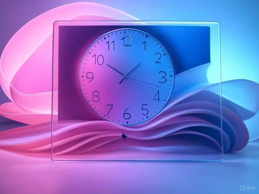 A digital clock with a colorful, abstract background featuring pink and blue swirling shapes. A digital clock with a colorful, abstract background featuring pink and blue swirling shapes.