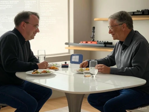 Two men are enjoying a meal together at a white table indoors, smiling and engaging in conversation.