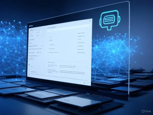 A digital interface displays a medical record on a transparent screen, surrounded by numerous mobile devices with a futuristic, tech-driven background.