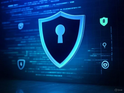 A digital shield icon with a keyhole symbolizes cybersecurity and data protection. A digital shield icon with a keyhole symbolizes cybersecurity and data protection.
