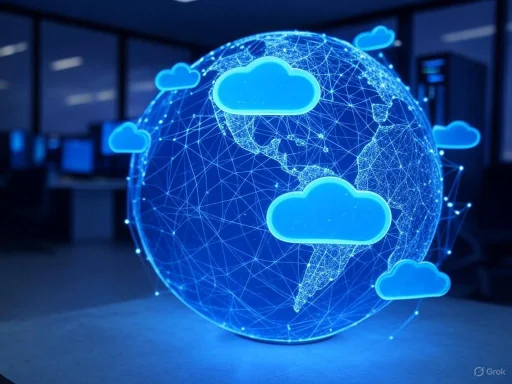 A digital globe with cloud icons and interconnected lines representing global cloud computing and data connectivity. A digital globe with cloud icons and interconnected lines representing global cloud computing and data connectivity.
