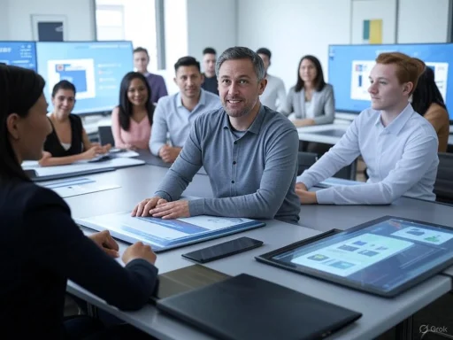 A diverse group of professionals attending a business meeting in a modern conference room.