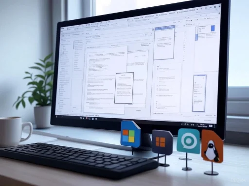 A computer screen displays a complex document editing or design application, with various tabs and elements visible.