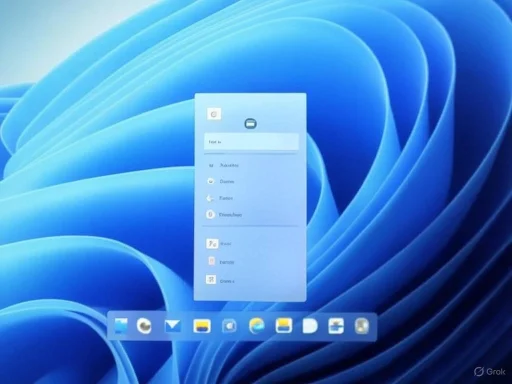 A computer desktop with a sidebar menu and a row of application icons against a blue abstract background.