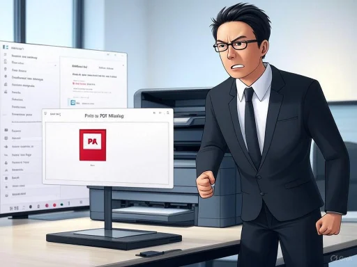 An animated man in a suit appears angry, standing at a desk in an office setting.
