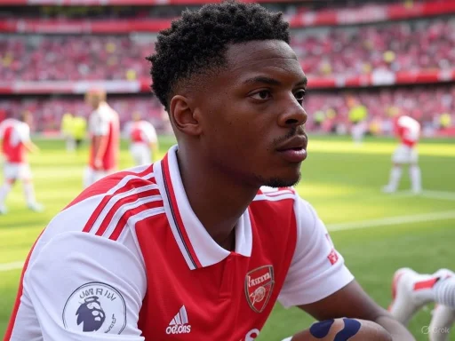 A football player in a red and white jersey sitting on the field during a match. A football player in a red and white jersey sitting on the field during a match.