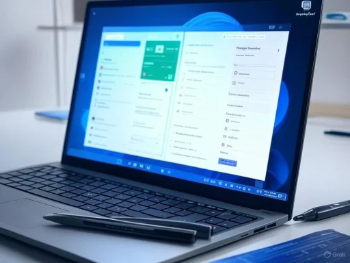 A laptop displaying an email inbox, with a pen resting on the keyboard, on a white desk. A laptop displaying an email inbox, with a pen resting on the keyboard, on a white desk.