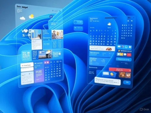 Multiple digital widgets and notifications overlay a blue abstract background in a futuristic virtual interface. Multiple digital widgets and notifications overlay a blue abstract background in a futuristic virtual interface.