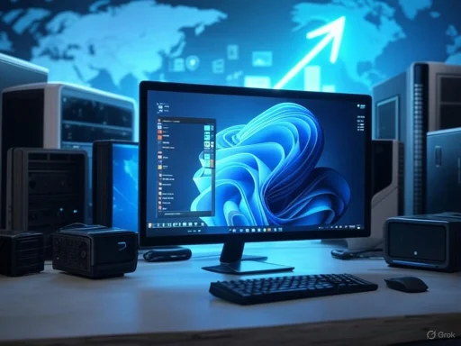 A high-tech server room featuring a central monitor, various servers, and a digital world map with an upward arrow in the background.