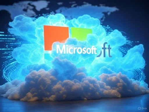 Microsoft Cloud logo emerging from a cloud, symbolizing cloud computing services.
