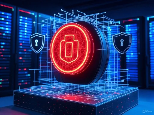 A digital security shield with a battery icon, highlighting cybersecurity and data protection in a high-tech environment.